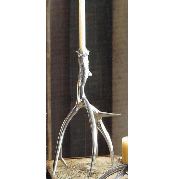 ARTHUR COURT Rare Vintage Cast Aluminum Deer Stag Antler Candlestick Pair - Picture 3 of 12